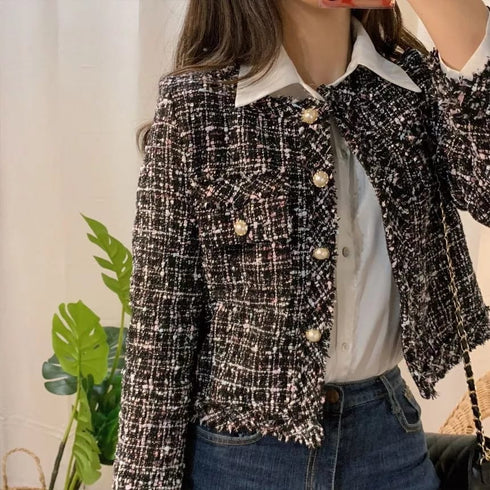 HELLO Single Breasted Tweed Jacket